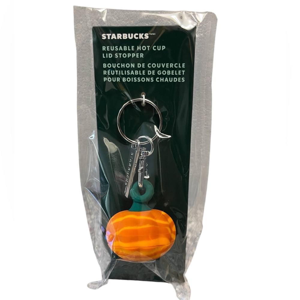 🆕 Starbucks Pumpkin Key Chain Reusable Hot Cup Lid Stopper